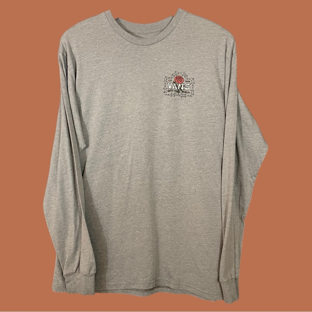Vans Men’s Gray Long Sleeve Logo Graphic Tee Size M